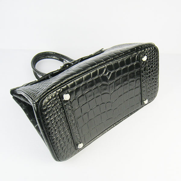 High Quality Fake Hermes Birkin 35CM Max Crocodile Veins Leather Bag Black 6089 - Click Image to Close